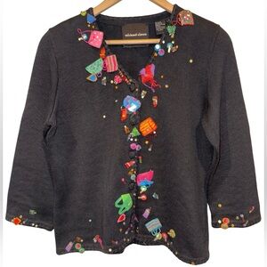 Michael Simon New York Vintage Sweater Art To Wear Purses Sequins Size S Beaded